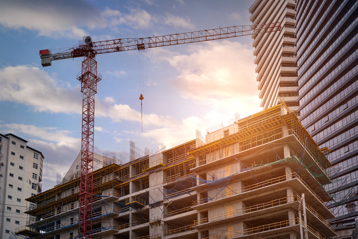 Construction of a new residential building in the city.