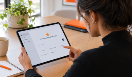 Corretora de imóveis consulta assistente de inteligência artificial em tablet Corretora de imóveis consulta assistente de inteligência artificial em tablet
