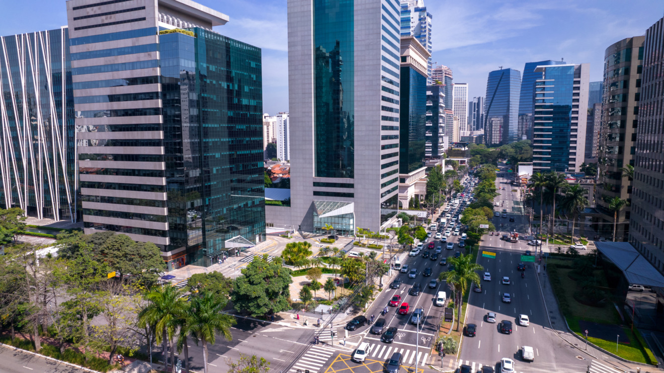 vista aérea da Faria Lima, eixo corporativo de São Paulo